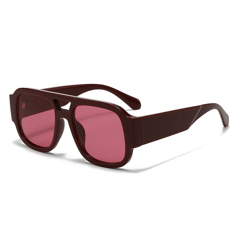 1/4 Sets Retro Large Frame Double Bridges Square Sun Glasses Women Candy Color Wide Legs Men Eyeglasses Outdoor Sports Shades