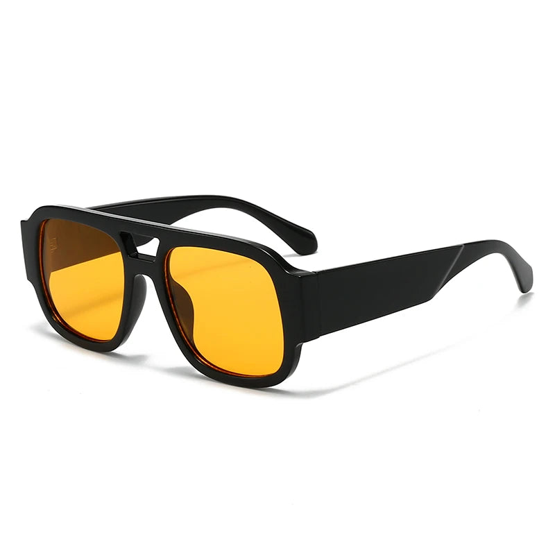 1/4 Sets Retro Large Frame Double Bridges Square Sun Glasses Women Candy Color Wide Legs Men Eyeglasses Outdoor Sports Shades