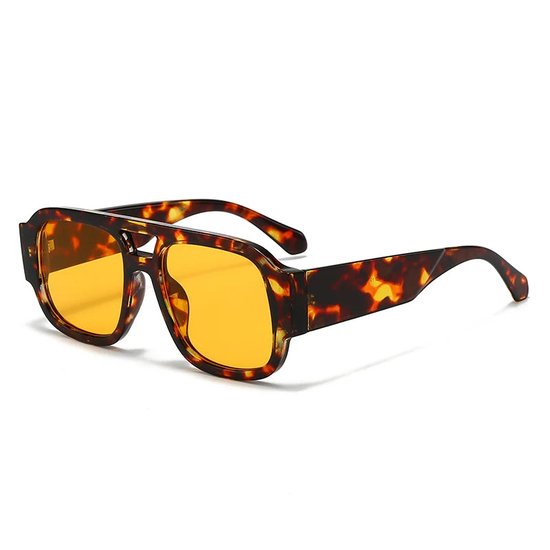 1/4 Sets Retro Large Frame Double Bridges Square Sun Glasses Women Candy Color Wide Legs Men Eyeglasses Outdoor Sports Shades