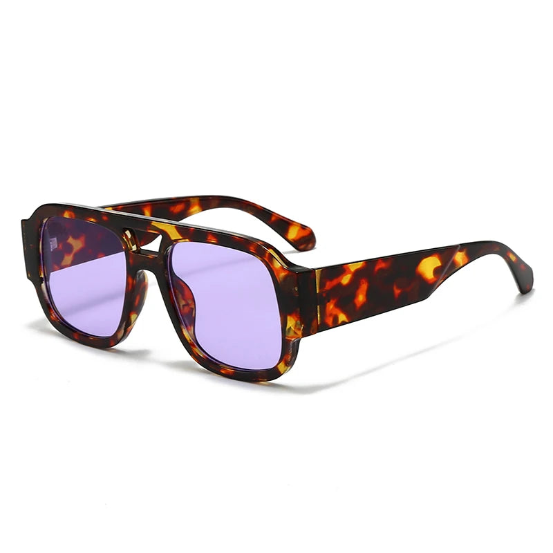 1/4 Sets Retro Large Frame Double Bridges Square Sun Glasses Women Candy Color Wide Legs Men Eyeglasses Outdoor Sports Shades