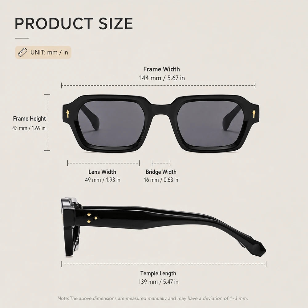 Retro Square Sunglasses Women Men Vintage Small Frame Sun Glasses Luxury Rivet Fashion Streetwear Eyewear Unisex Shades