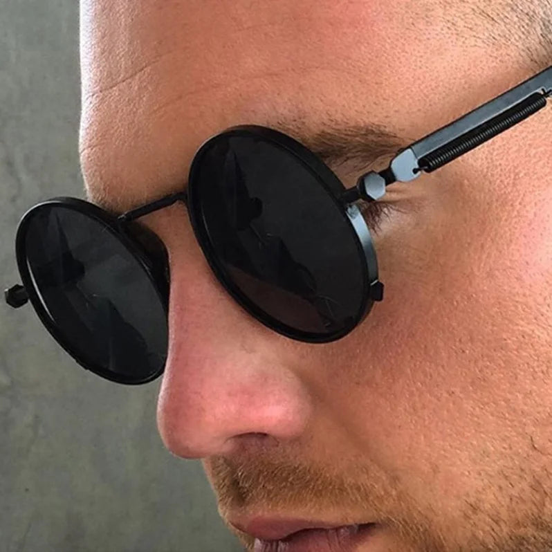Classic Round Frame Sunglasses For Men Large Face Dedicated Driving High Grade Cool Stylish UV400 Strong Light Protection