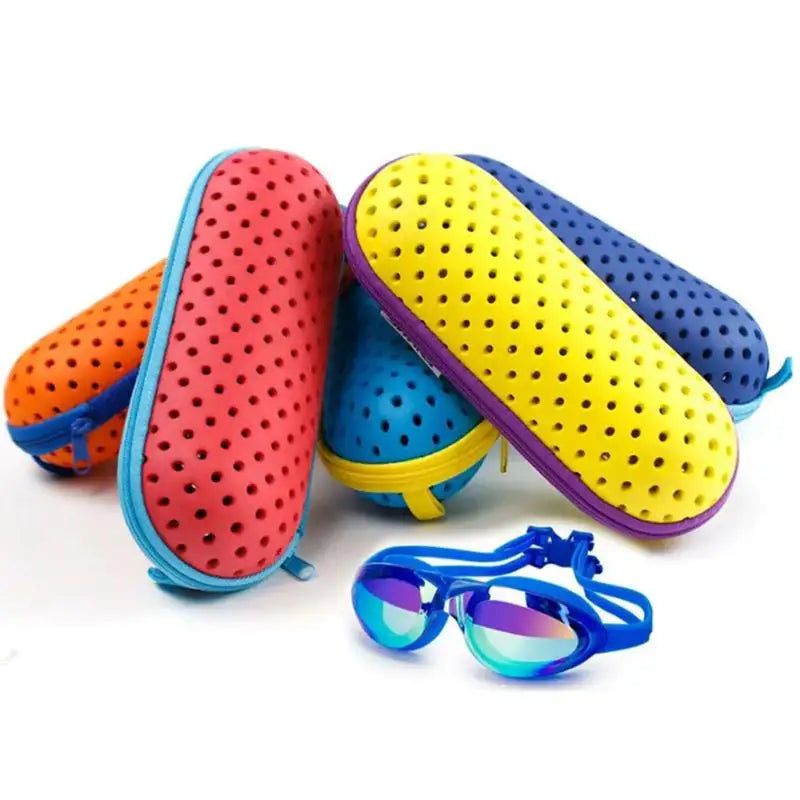 EVA Swimming Goggles Storage Box with Clip &amp Drain Holes Goggles Protective Case Breathable for Men Women Kids