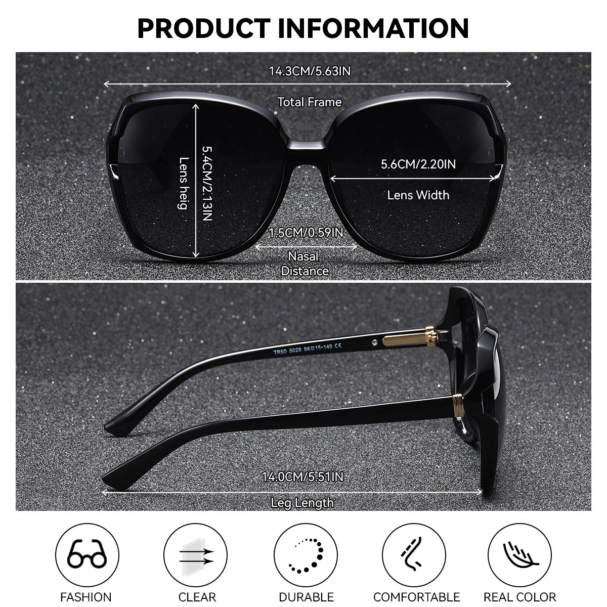 BARCUR Butterfly Women Sunglasses Gradient Colors PC Oval Large Frame UVA/B Fashion  Polarized Sunglasses White Gift Box Package