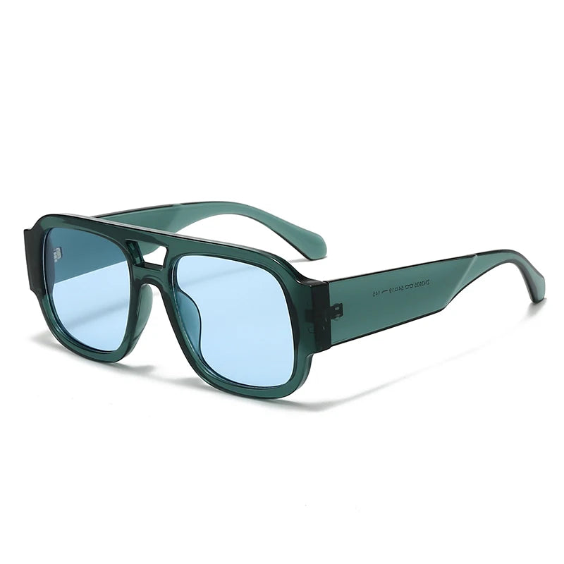 1/4 Sets Retro Large Frame Double Bridges Square Sun Glasses Women Candy Color Wide Legs Men Eyeglasses Outdoor Sports Shades