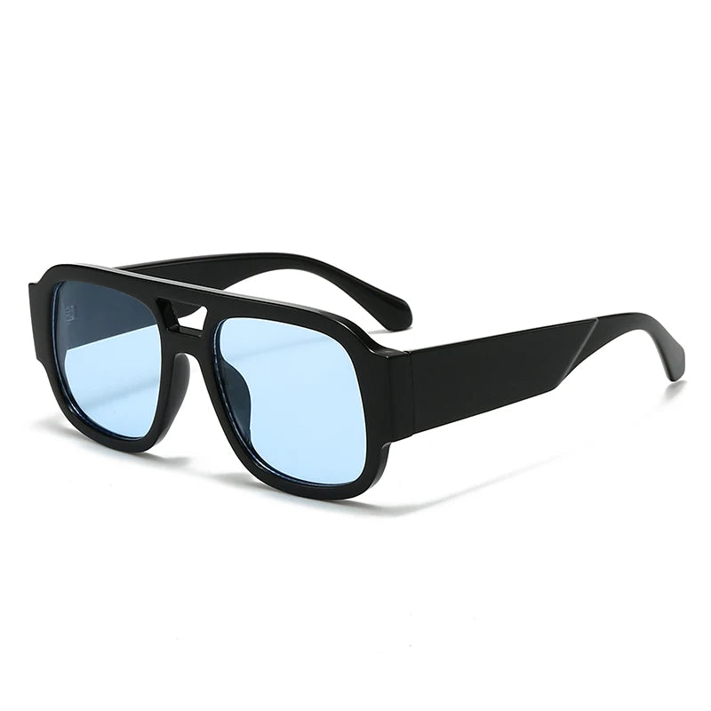 1/4 Sets Retro Large Frame Double Bridges Square Sun Glasses Women Candy Color Wide Legs Men Eyeglasses Outdoor Sports Shades