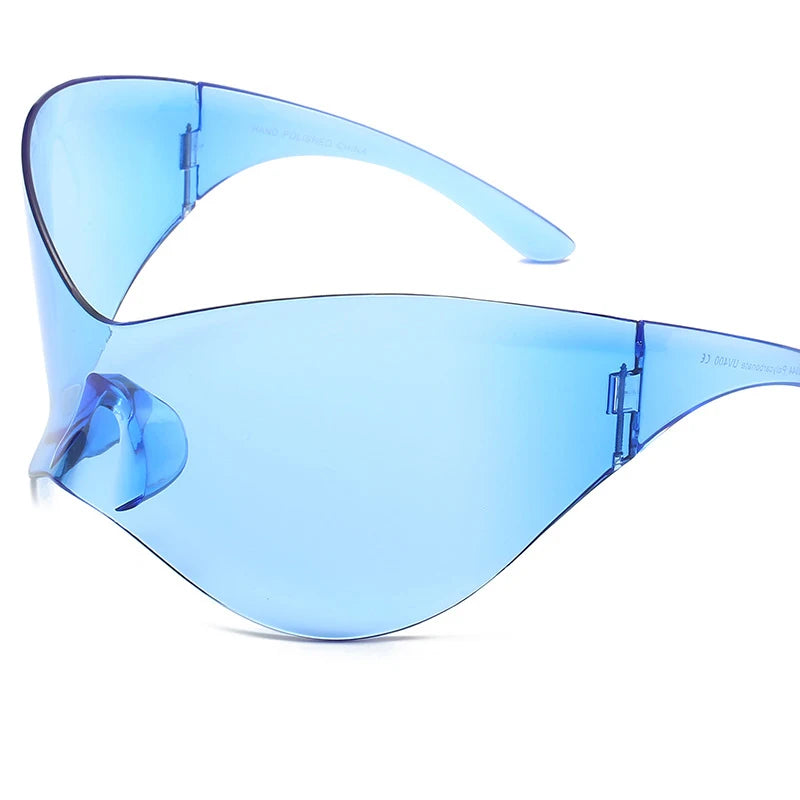 Oversized Futuristic Shield Sunglasses for Women Men Fashion Silver Mask Visor Sun Glasses Female Punk Y2K Eyeglasses