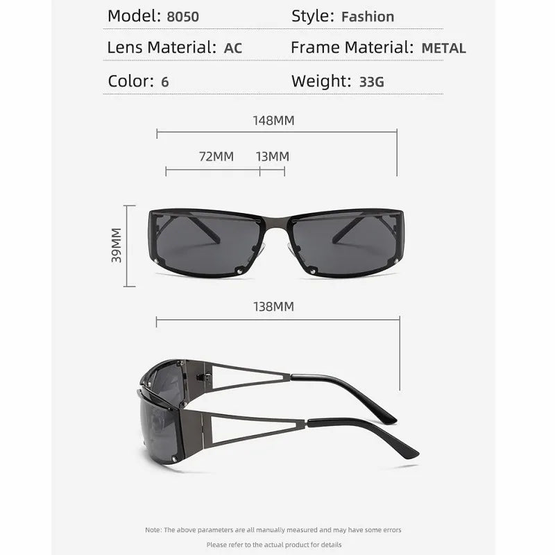 Y2k Retangle Sunglasses Women Men Brand Designer Gradient Goggle Sun Glasses Steampunk Glasses Shades Eyewear Mirror Eyeglasses