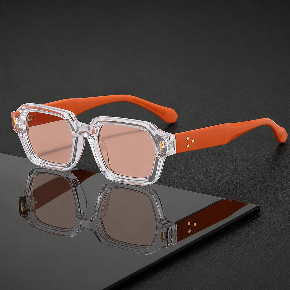 Retro Square Sunglasses Women Men Vintage Small Frame Sun Glasses Luxury Rivet Fashion Streetwear Eyewear Unisex Shades