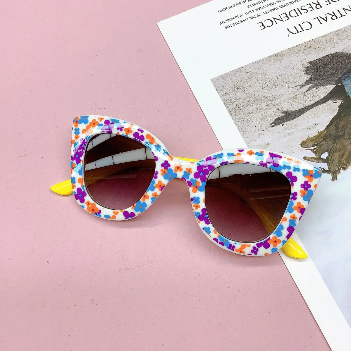 Fashionable New Travel Bag Flower Children's Sunglasses Anti UV Baby Boys And Girls Eye Protection Glasses