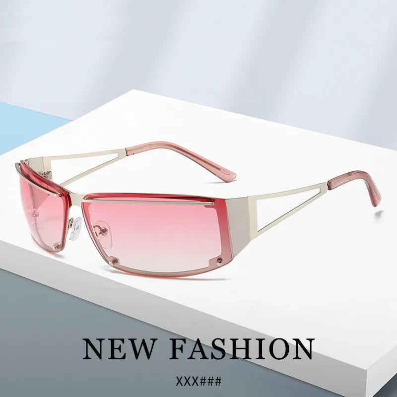 Y2k Retangle Sunglasses Women Men Brand Designer Gradient Goggle Sun Glasses Steampunk Glasses Shades Eyewear Mirror Eyeglasses