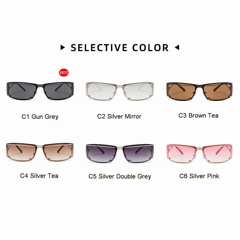 Y2k Retangle Sunglasses Women Men Brand Designer Gradient Goggle Sun Glasses Steampunk Glasses Shades Eyewear Mirror Eyeglasses