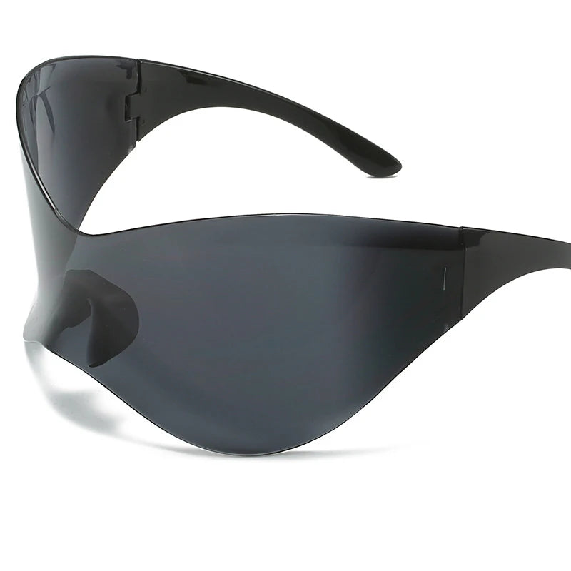 Oversized Futuristic Shield Sunglasses for Women Men Fashion Silver Mask Visor Sun Glasses Female Punk Y2K Eyeglasses