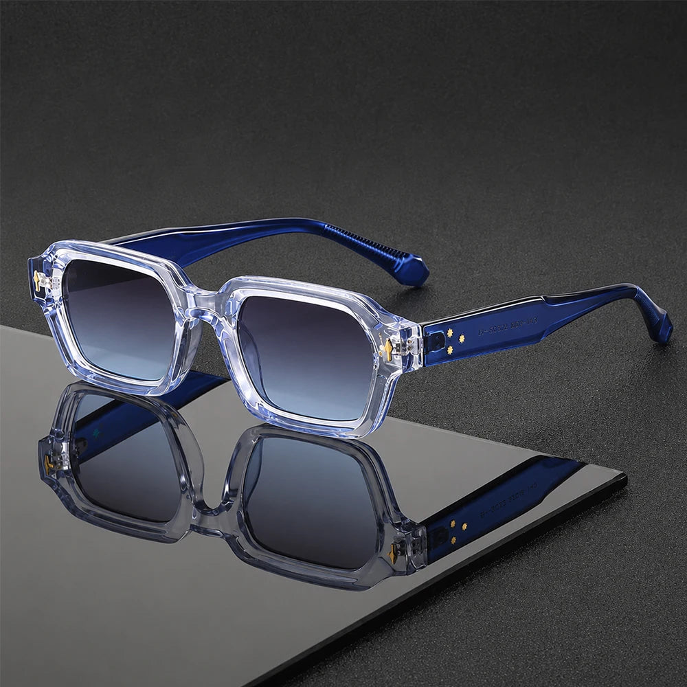 Retro Square Sunglasses Women Men Vintage Small Frame Sun Glasses Luxury Rivet Fashion Streetwear Eyewear Unisex Shades