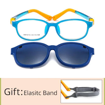 Flexible 2 In 1 Kids Sunglasses Clips On Glasses Children's Shades Girls UV400 Sun Glasses 0 Diopter Optic Eyeglass Frame Pink
