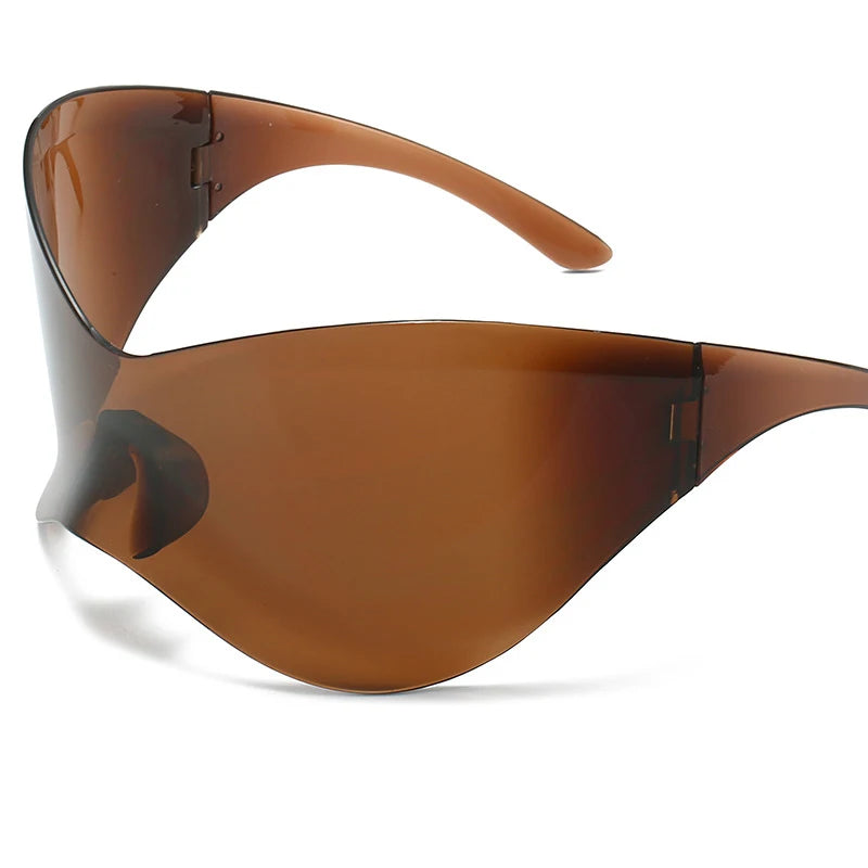 Oversized Futuristic Shield Sunglasses for Women Men Fashion Silver Mask Visor Sun Glasses Female Punk Y2K Eyeglasses