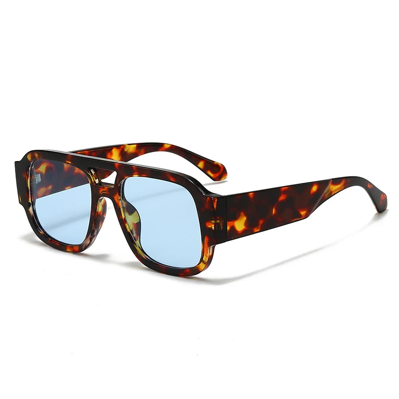 1/4 Sets Retro Large Frame Double Bridges Square Sun Glasses Women Candy Color Wide Legs Men Eyeglasses Outdoor Sports Shades